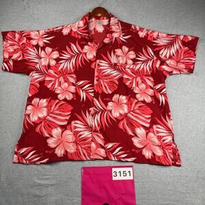 Rima Hawaiian Print Shirt Pink Floral Tropical Button Up Short Sleeve Mens 3XL